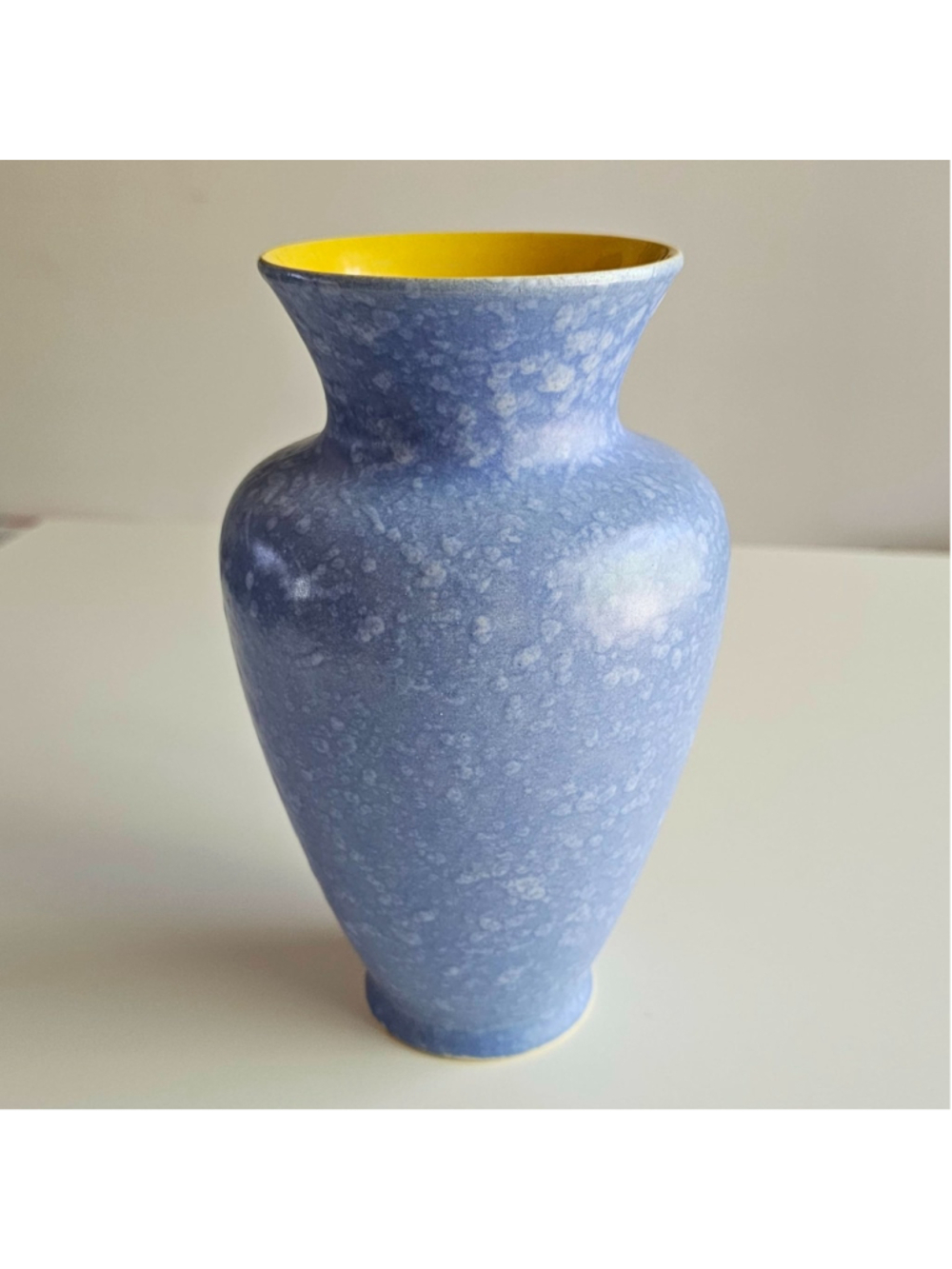 Dumler & Breiden 1250-20 West Germany Art Pottery Vase Blue Speckle Yellow MCM
